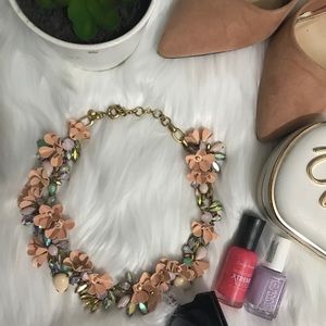 Jcrew pink floral statement necklace